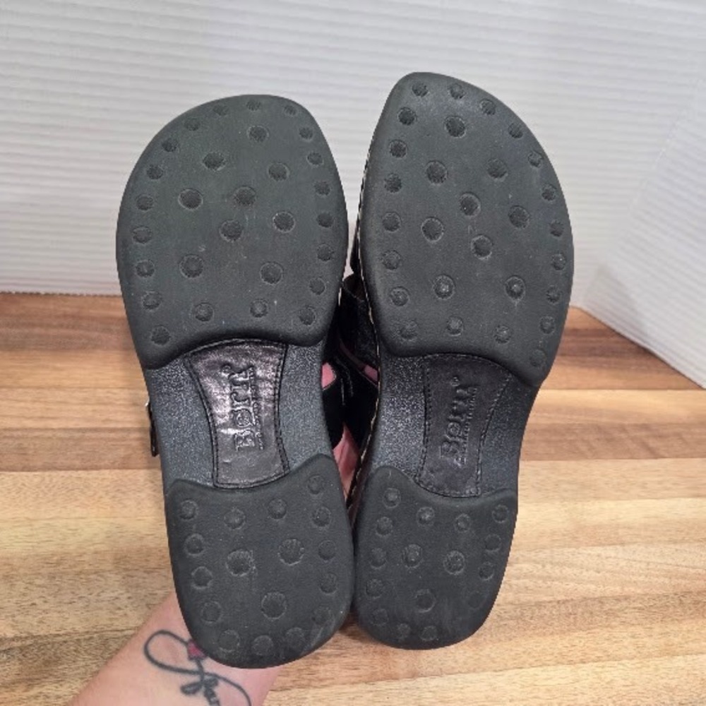 Born‎ Fisherman Sandals Women's Size 6 Black Leather Woven Buckle Slide MJG5 - Picture 11 of 12